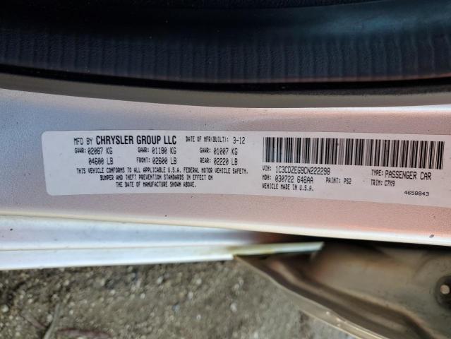 1C3CDZEG9CN222298 - 2012 DODGE AVENGER SXT SILVER photo 12