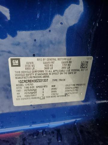 1GCRCREH3EZ221337 - 2014 CHEVROLET SILVERADO C1500 LT Կապույտ լուսանկար 12