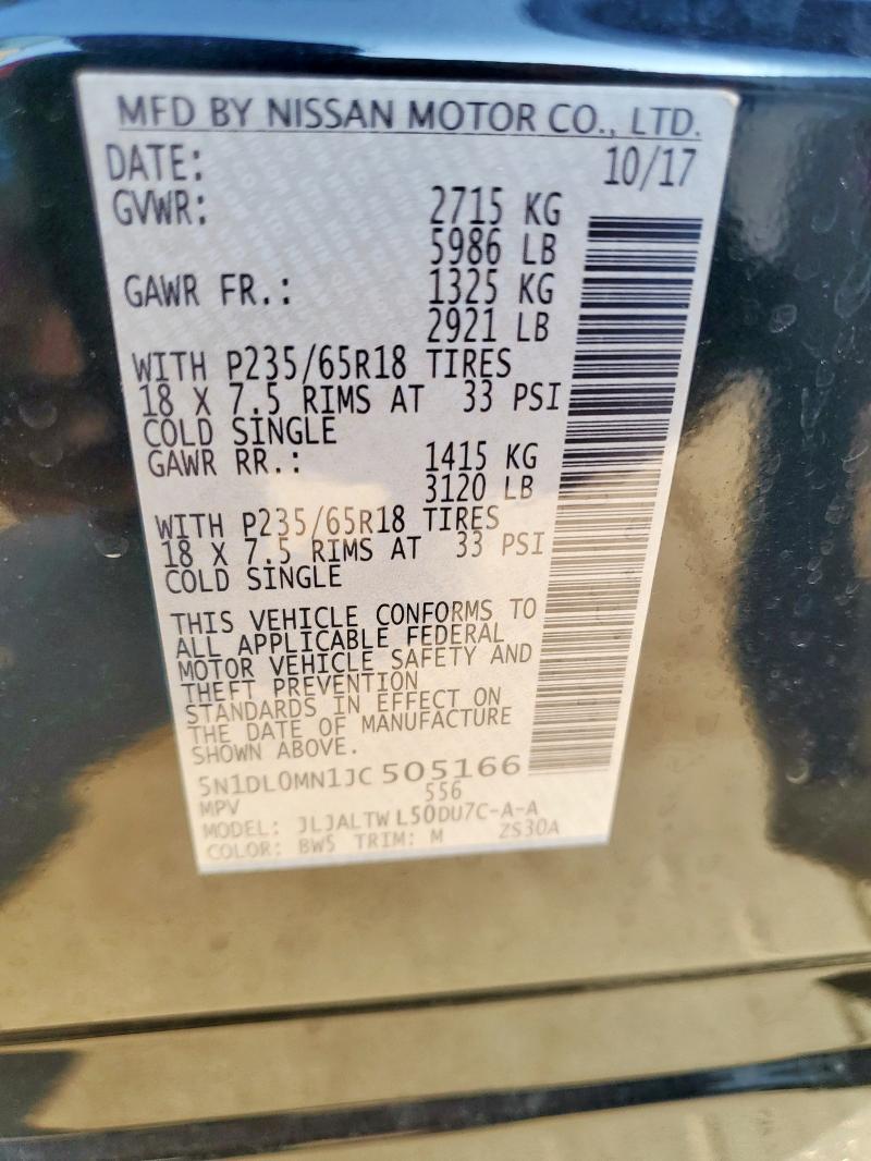 5N1DL0MN1JC505166 - 2018 INFINITI QX60 أزرق صورة 12