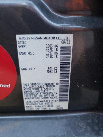 1N4BL4DV2MN401707 - 2021 NISSAN ALTIMA SV GRAY photo 12