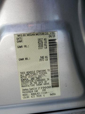 1N4AL3AP2JC239600 - 2018 NISSAN ALTIMA 2.5 SILVER photo 12