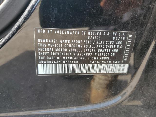 3VWD07AJ2FM286860 - 2015 VOLKSWAGEN JETTA SE BLACK photo 12