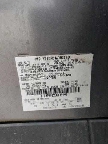 1FAHP2F82EG149490 - 2014 FORD TAURUS LIMITED GRAY photo 12