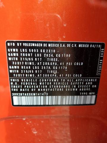 3VV2B7AXXKM141473 - 2019 VOLKSWAGEN TIGUAN SE ORANGE photo 13
