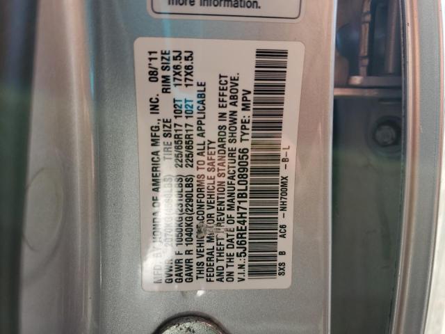 5J6RE4H71BL089056 - 2011 HONDA CR-V EXL ვერცხლისფერი ფოტო 13