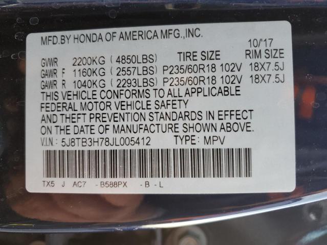 5J8TB3H78JL005412 - 2018 ACURA RDX ADVANCE Mavi foto 12