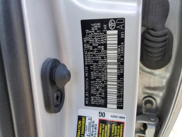 2T1BURHE0GC687532 - 2016 TOYOTA COROLLA L 银色 照片 12