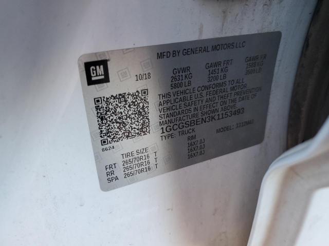 1GCGSBEN3K1153493 - 2019 CHEVROLET COLORADO Beyaz fotoğraf 12