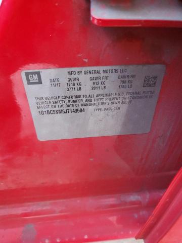 1G1BC5SM5J7149504 - 2018 CHEVROLET CRUZE LS წითელი ფოტო 12