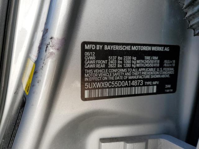 5UXWX9C55D0A14873 - 2013 BMW X3 XDRIVE28I SILVER photo 12