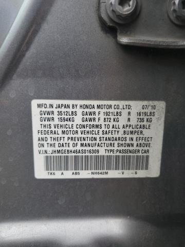 JHMGE8H46AS016309 - 2010 HONDA FIT SPORT SILVER photo 12