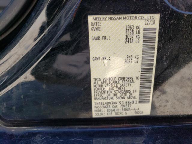 1N4BL4DV1KN313681 - 2019 NISSAN ALTIMA SV BLACK photo 12