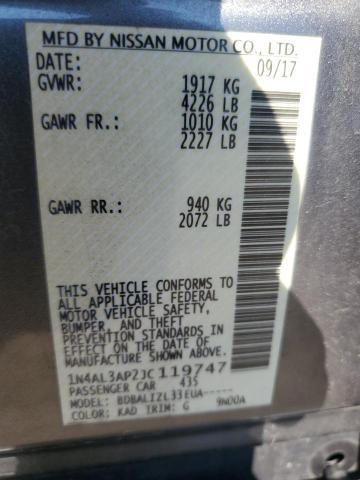 1N4AL3AP2JC119747 - 2018 NISSAN ALTIMA 2.5 ნაცრისფერი ფოტო 12