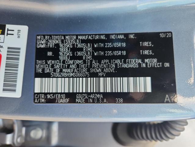 5TDGZRBH9MS066075 - 2021 TOYOTA HIGHLANDER XLE Сірий фото 14