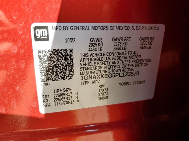 3GNAXKEG5PL133570 - 2023 CHEVROLET EQUINOX LT 红色 照片 12