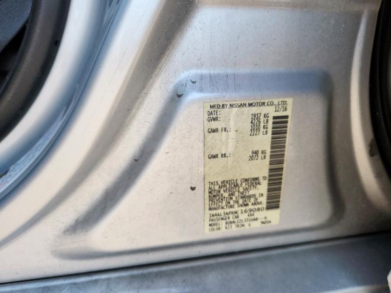 1N4AL3APXHC169080 - 2017 NISSAN ALTIMA 2.5 SILVER photo 12