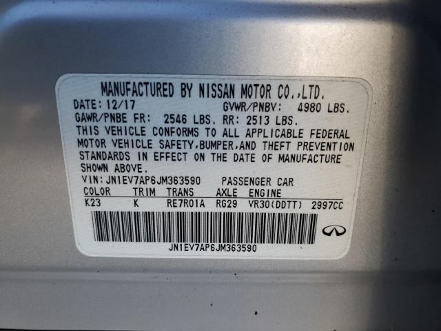 JN1EV7AP6JM363590 - 2018 INFINITI Q50 LUXE ვერცხლისფერი ფოტო 12