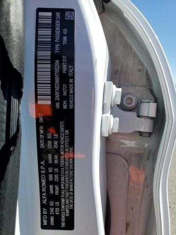 ZARFAEDN8H7552204 - 2017 ALFA ROMEO GIULIA Q4 თეთრი ფოტო 13