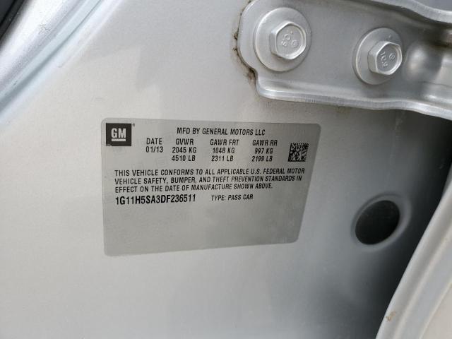 1G11H5SA3DF236511 - 2013 CHEVROLET MALIBU LTZ ვერცხლისფერი ფოტო 12