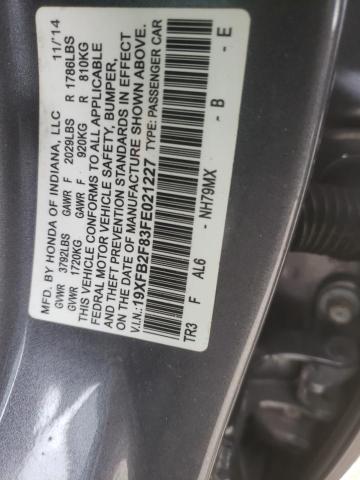 19XFB2F83FE021227 - 2015 HONDA CIVIC EX GRAY photo 12