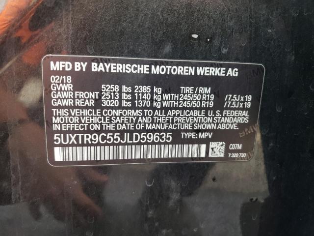 5UXTR9C55JLD59635 - 2018 BMW X3 XDRIVE30I BROWN photo 13
