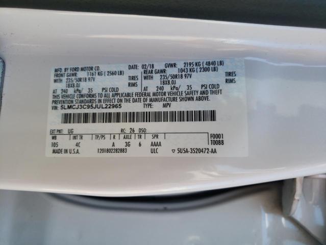 5LMCJ3C95JUL22965 - 2018 LINCOLN MKC RESERVE WHITE photo 13