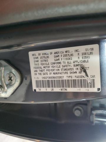 1HGCP36838A032827 - 2008 HONDA ACCORD EXL GRAY photo 12
