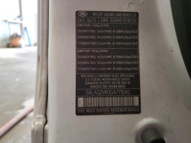 SALAG2V60GA779342 - 2016 LAND ROVER LR4 HSE თეთრი ფოტო 13