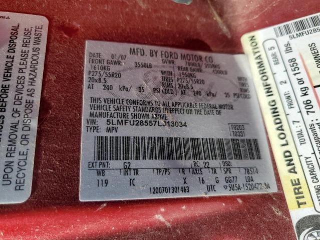 5LMFU28557LJ13034 - 2007 LINCOLN NAVIGATOR BURGUNDY photo 13