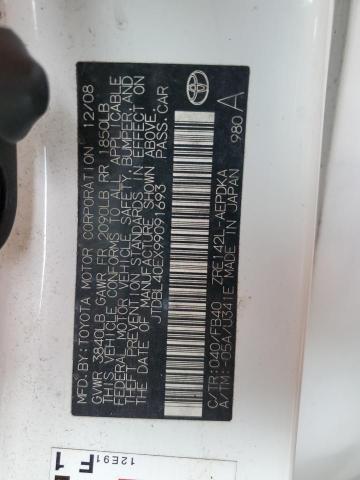 JTDBL40EX99091693 - 2009 TOYOTA COROLLA BASE Weiß Foto 12