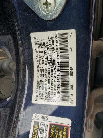 1HGFA16858L104974 - 2008 HONDA CIVIC EX BLUE photo 12