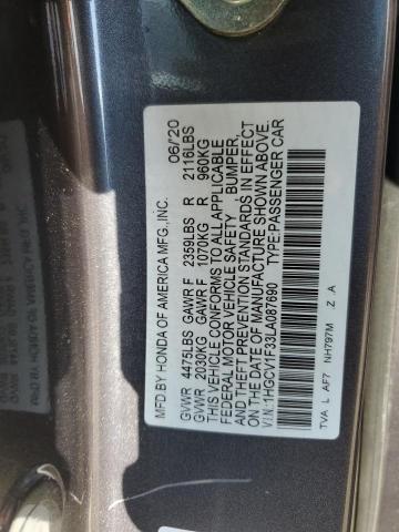 1HGCV1F33LA087690 - 2020 HONDA ACCORD SPORT CHARCOAL photo 13