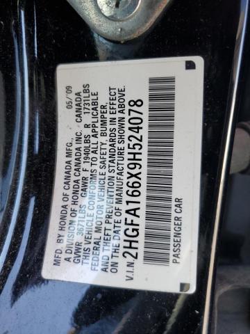 2HGFA166X9H524078 - 2009 HONDA CIVIC LX-S Schwarz Foto 12
