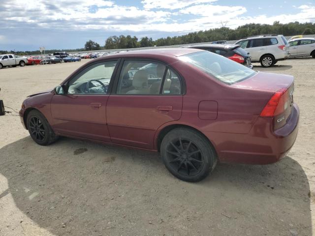 1HGES15503L027973 - 2003 HONDA CIVIC LX BURGUNDY photo 2