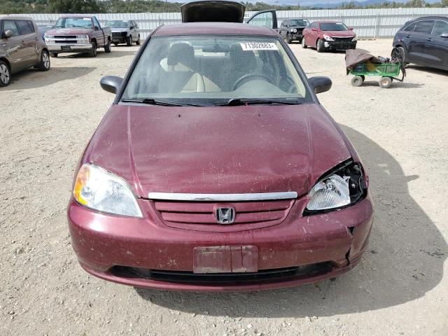 1HGES15503L027973 - 2003 HONDA CIVIC LX BURGUNDY photo 5