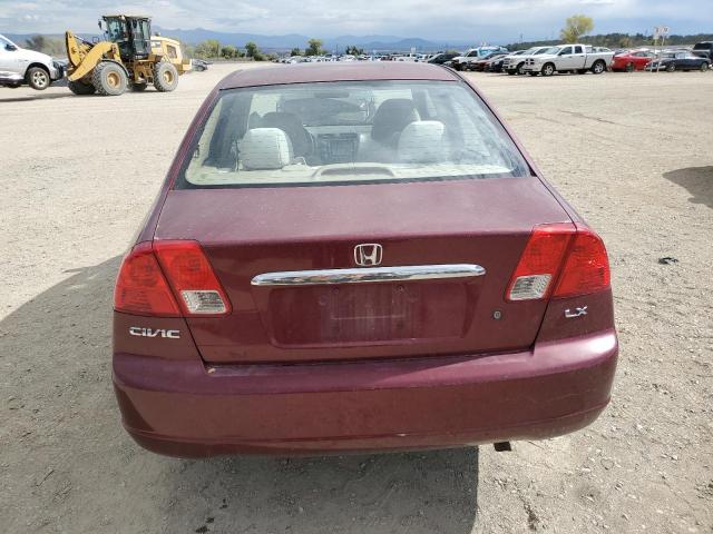 1HGES15503L027973 - 2003 HONDA CIVIC LX BURGUNDY photo 6