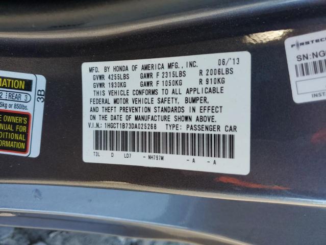 1HGCT1B73DA025268 - 2013 HONDA ACCORD EX GRAY photo 13