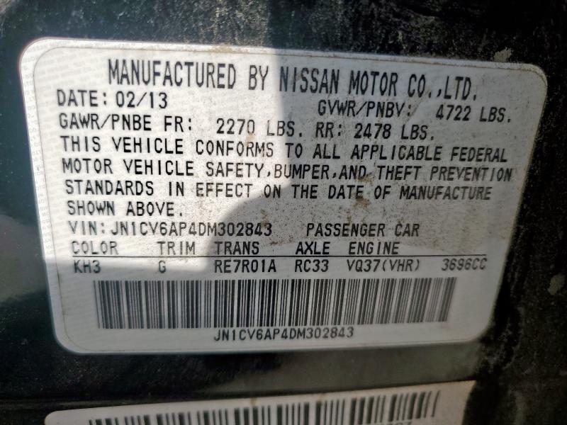 JN1CV6AP4DM302843 - 2013 INFINITI G37 BASE BLACK photo 13