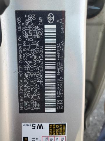 JTDKB20U853106302 - 2005 TOYOTA PRIUS ვერცხლისფერი ფოტო 13