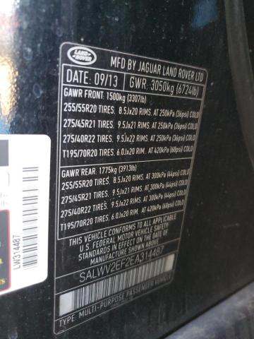 SALWV2EF2EA314487 - 2014 LAND ROVER RANGE ROVE AUTOBIOGRAPHY BLACK photo 13