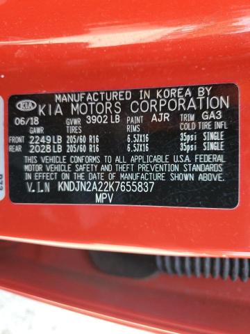 KNDJN2A22K7655837 - 2019 KIA SOUL 红色 照片 13