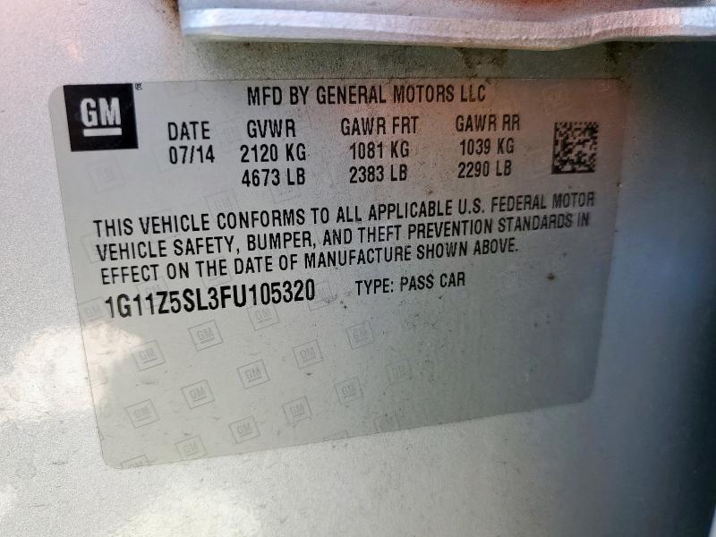 1G11Z5SL3FU105320 - 2015 CHEVROLET IMPALA LS SILVER photo 13