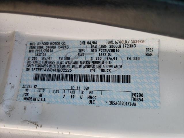 1FTRE14W04HB02225 - 2004 FORD ECONOLINE E150 VAN Ağ foto 13