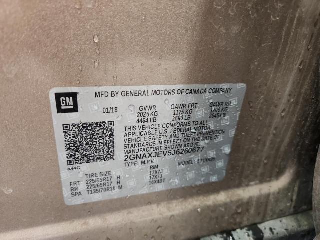 2GNAXJEV5J6260677 - 2018 CHEVROLET EQUINOX LT BROWN photo 13