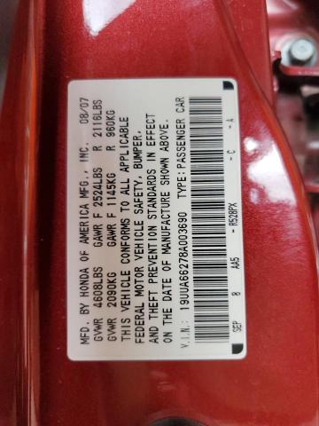 19UUA66278A003690 - 2008 ACURA TL RED photo 12