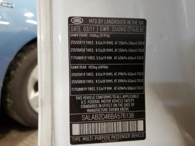 SALAB2D46BA576138 - 2011 LAND ROVER LR4 თეთრი ფოტო 12