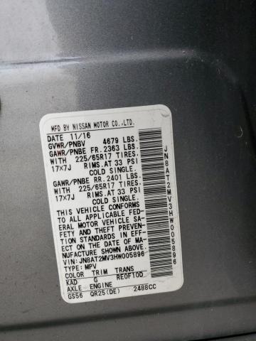 JN8AT2MV3HW005896 - 2017 NISSAN ROGUE S ნაცრისფერი ფოტო 14