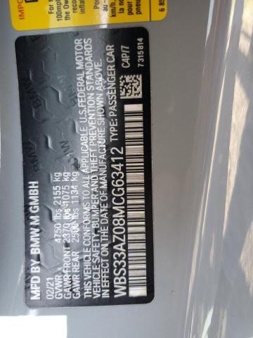 WBS33AZ08MCG63412 - 2021 BMW M4 COMPETITION GRAY photo 12