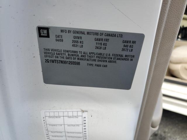 2G1WT57N991293598 - 2009 CHEVROLET IMPALA 1LT أبيض صورة 12