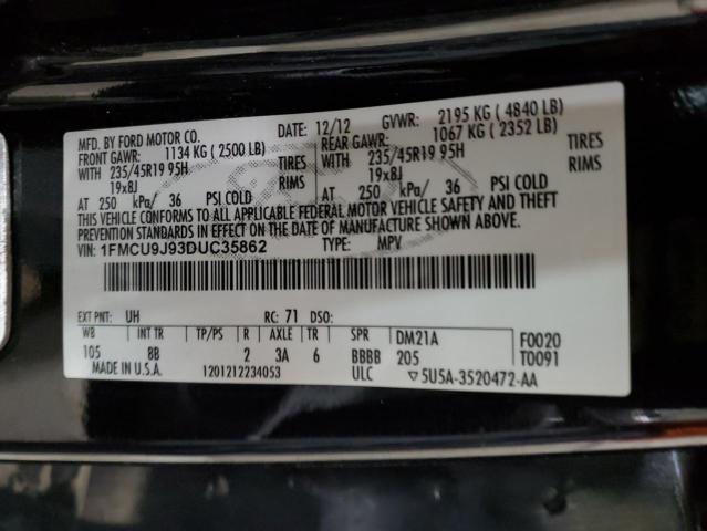 1FMCU9J93DUC35862 - 2013 FORD ESCAPE TITANIUM BLACK photo 13